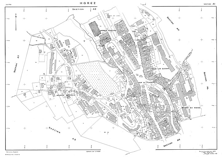 Morez. Section AI [plan cadastral], 1980. © Laurent Poupard / Région Bourgogne-Franche-Comté, Inventaire du patrimoine - 1996