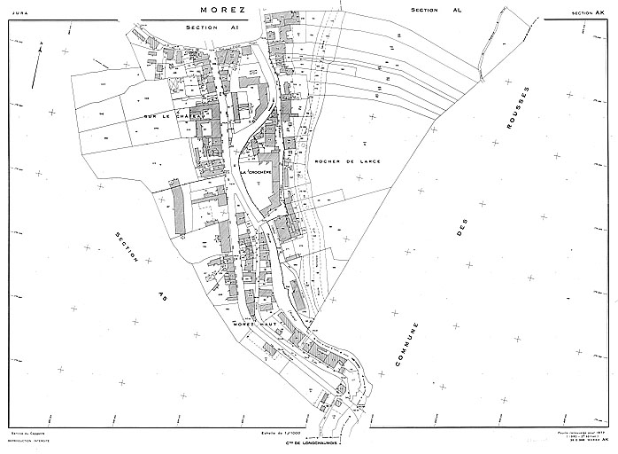 Morez. Section AK [plan cadastral], 1980. © Laurent Poupard / Région Bourgogne-Franche-Comté, Inventaire du patrimoine - 1996