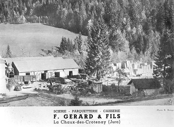 Vue d'ensemble de la scierie-parqueterie Gérard & Fils. © Jérôme  Mongreville (reproduction) / Région Bourgogne-Franche-Comté, Inventaire du patrimoine - 1996
