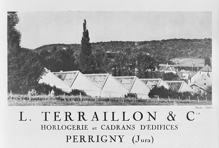 [Façade postérieure de l'usine d'horlogerie Terraillon]. © Jérôme  Mongreville (reproduction) / Région Bourgogne-Franche-Comté, Inventaire du patrimoine - 1996