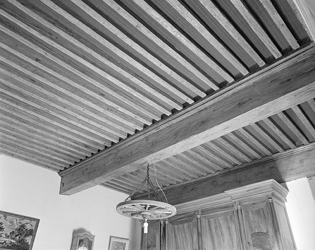 Plafond d'une pièce de l'étage. © Jérôme Mongreville / Région Bourgogne-Franche-Comté, Inventaire du patrimoine - 1996