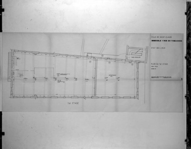 Immeuble 1 rue du Tomachon. Etat des lieux. Plan du 1er étage. © Yves Sancey, Jean Bissieux / Région Bourgogne-Franche-Comté, Inventaire du patrimoine - 1996 Immeuble 1 rue du Tomachon. Etat des lieux. Plan du 1er étage. © Yves Sancey, Jean Bissieux / Région Bourgogne-Franche-Comté, Inventaire du patrimoine - 1996