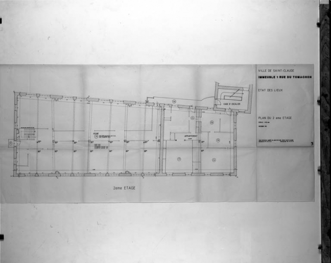 Immeuble 1 rue du Tomachon. Etat des lieux. Plan du 2eme étage. © Yves Sancey, Jean Bissieux / Région Bourgogne-Franche-Comté, Inventaire du patrimoine - 1996 Immeuble 1 rue du Tomachon. Etat des lieux. Plan du 2eme étage. © Yves Sancey, Jean Bissieux / Région Bourgogne-Franche-Comté, Inventaire du patrimoine - 1996