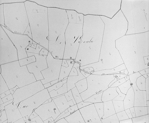 Plan-masse et de situation. Dessin, 1812. Extrait du plan cadastral, commune de Septmoncel, section A, feuille 1, échelle 1:5000. © Jérôme Mongreville / Région Bourgogne-Franche-Comté, Inventaire du patrimoine - 1996