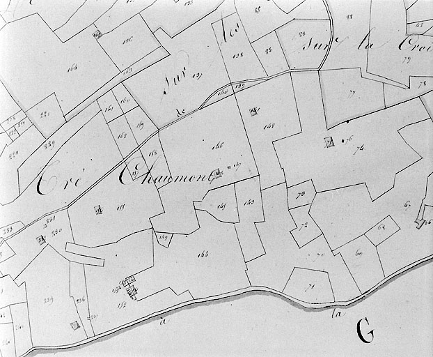 Plan-masse et de situation. Dessin, 1812. Extrait du plan cadastral, commune de Septmoncel, section F, feuille 1, échelle 1:5000. © Jérôme Mongreville / Région Bourgogne-Franche-Comté, Inventaire du patrimoine - 1996