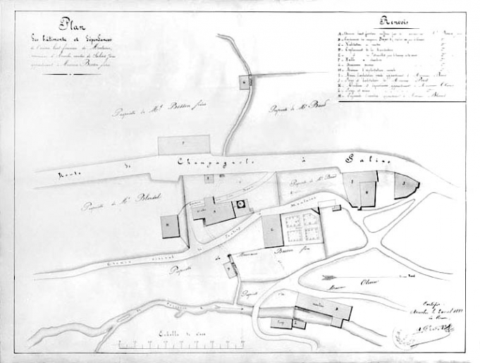 Plan et dépendances de l'ancien haut-fourneau de Moutaine [...]. © Jérôme Mongreville / Région Bourgogne-Franche-Comté, Inventaire du patrimoine - 1996