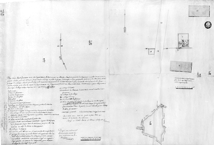 Plan d'un haut fourneau avec ses dépendances le tout couvert en thuilles [...]. © Yves Sancey / Région Bourgogne-Franche-Comté, Inventaire du patrimoine - 1997
