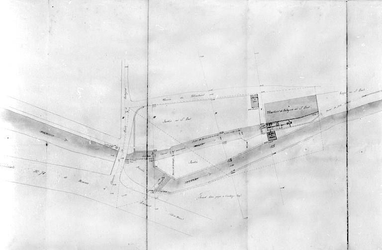 Règlement d'eau du martinet de Vatagna au sieur Prost - Plan. © Yves Sancey / Région Bourgogne-Franche-Comté, Inventaire du patrimoine - 1997