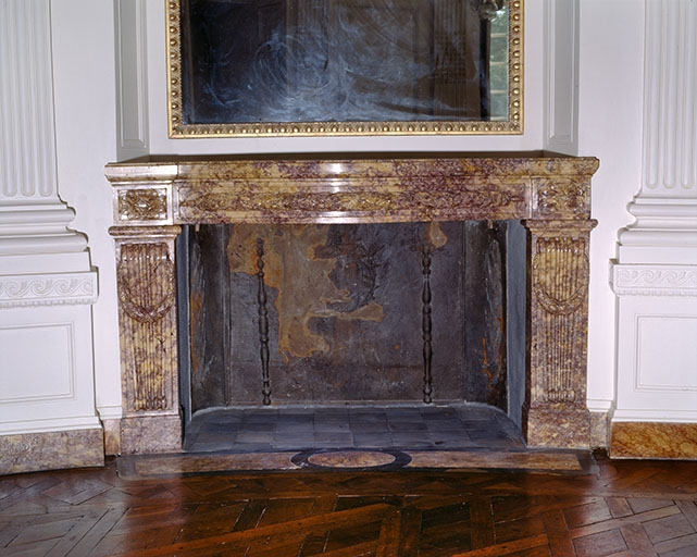 Intérieur : le salon ovale, cheminée de face. © Jérôme Mongreville / Région Bourgogne-Franche-Comté, Inventaire du patrimoine - 1999