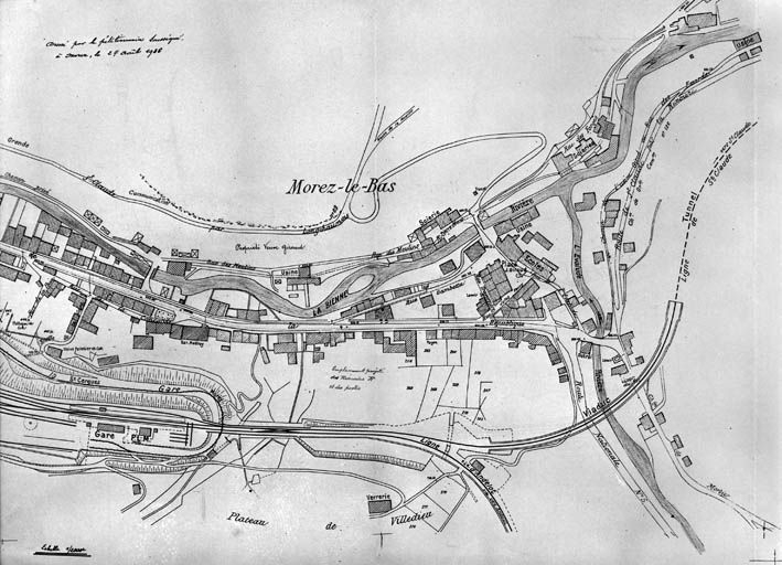 Ville de Morez. Installation de 2 réservoirs d'essence [... usines du bas de Morez], 1936. © Jérôme Mongreville / Région Bourgogne-Franche-Comté, Inventaire du patrimoine - 1999