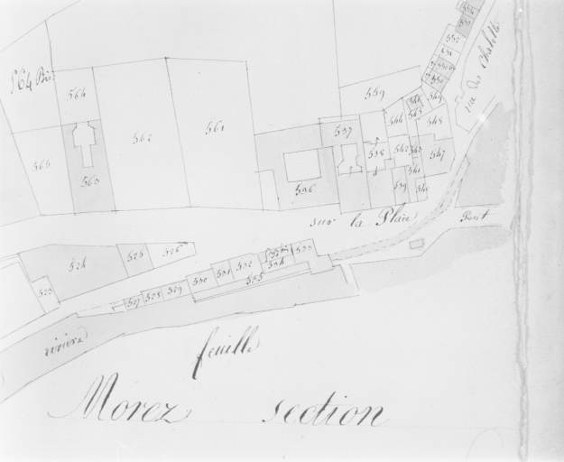 Morez. Section unique 2e feuille [plan de situation extrait du plan cadastral]. © Jérôme Mongreville / Région Bourgogne-Franche-Comté, Inventaire du patrimoine - 1999