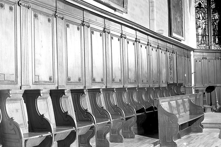 Vue d'ensemble des lambris et des stalles du côté nord. © Yves Sancey / Région Bourgogne-Franche-Comté, Inventaire du patrimoine - 2000