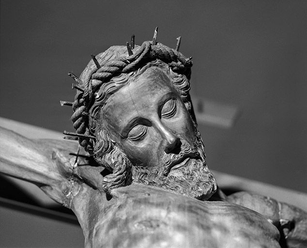 Le visage du Christ, vu du dessous. © Yves Sancey / Région Bourgogne-Franche-Comté, Inventaire du patrimoine - 2000