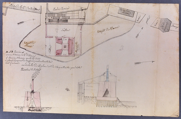 Haut fourneau de la Lampinette à Dole. Plan de détail. © Jérôme Mongreville / Région Bourgogne-Franche-Comté, Inventaire du patrimoine - 2001