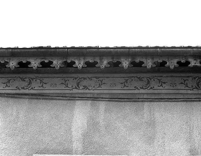 Détail d'une planche de rive et de décor de façade. © Jérôme Mongreville / Région Bourgogne-Franche-Comté, Inventaire du patrimoine - 2001