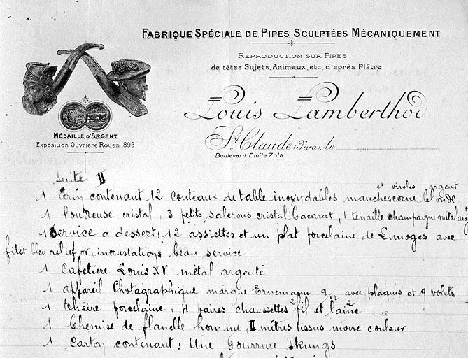 Fabrique Spéciale de Pipes Sculptées Mécaniquement Louis Lamberthod. © Yves Sancey / Région Bourgogne-Franche-Comté, Inventaire du patrimoine - 2001