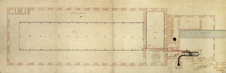 Plan du rez-de-chaussée de la filature en 1860. © Jérôme Mongreville / Région Bourgogne-Franche-Comté, Inventaire du patrimoine - 2001