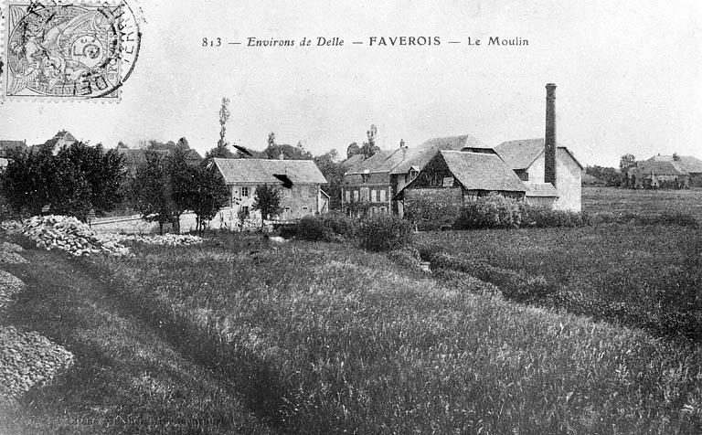 Environs de Delle - Faverois - Le moulin. © Jérôme  Mongreville (reproduction) / Région Bourgogne-Franche-Comté, Inventaire du patrimoine - 2001