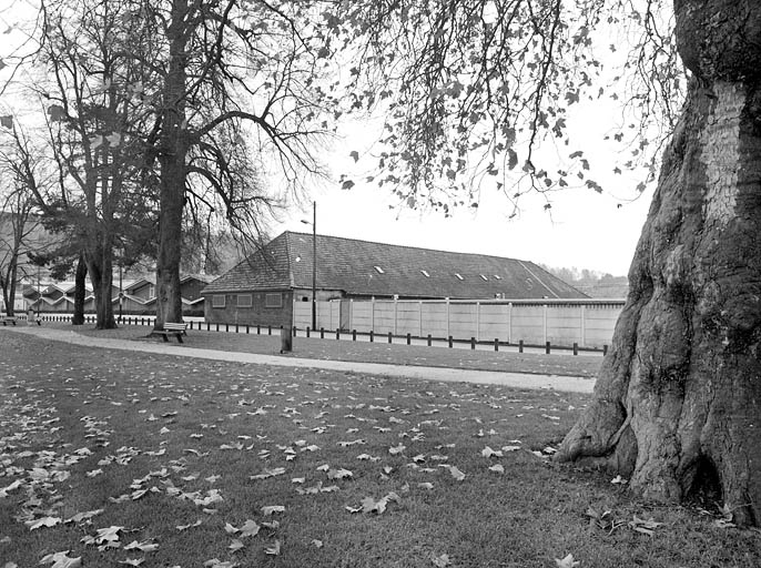 Pignons des nouveaux ateliers de la laiterie et de l'ancien atelier de l'usine de teinturerie. © Jérôme Mongreville / Région Bourgogne-Franche-Comté, Inventaire du patrimoine - 2001