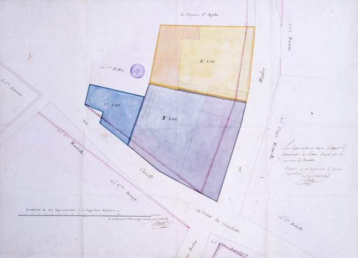 Plan-masse de l'hôtel pour être divisé en lots © Jérôme Mongreville / Région Bourgogne-Franche-Comté, Inventaire du patrimoine - 2002