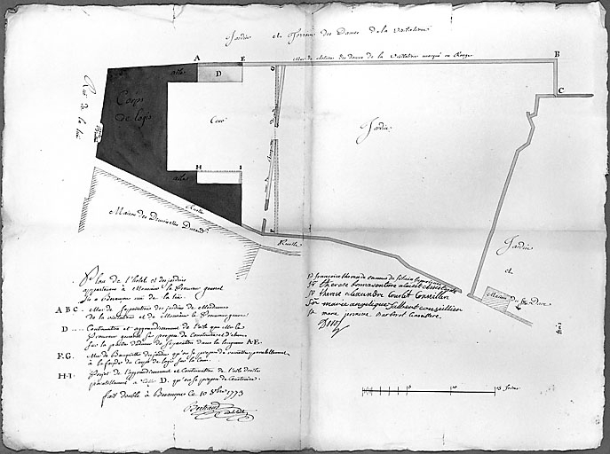 Plan-masse de l'hôtel et du jardin. © Jérôme Mongreville / Région Bourgogne-Franche-Comté, Inventaire du patrimoine - 2002