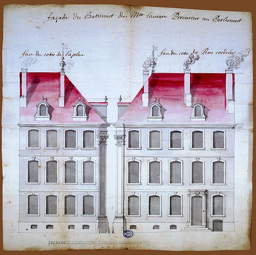 Elévation des façades : dessin à grande échelle. © Jérôme Mongreville / Région Bourgogne-Franche-Comté, Inventaire du patrimoine - 2002