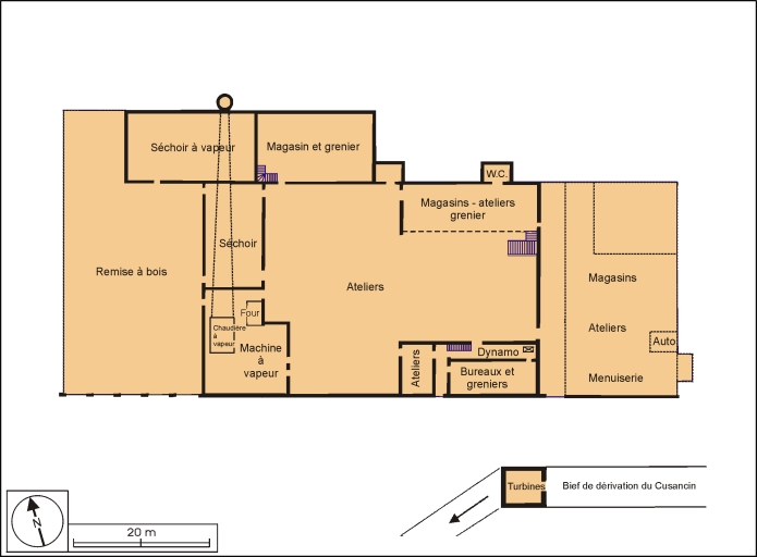 Plan-masse de l'usine (début du 20e siècle). © André Céréza / Région Bourgogne-Franche-Comté, Inventaire du patrimoine - 2002