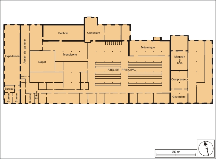 Plan-masse de l'usine (3e quart du 20e siècle). © André Céréza / Région Bourgogne-Franche-Comté, Inventaire du patrimoine - 2002