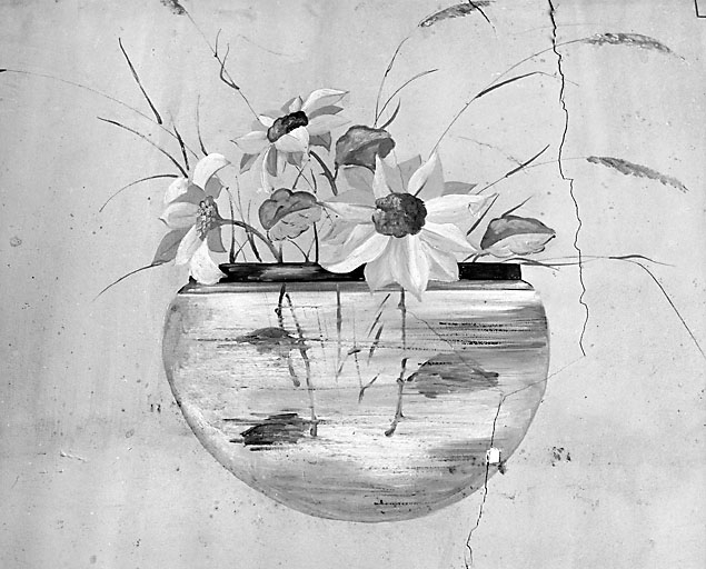 Peinture : fleurs dans un vase rond. © Yves Sancey / Région Bourgogne-Franche-Comté, Inventaire du patrimoine - 2003 Peinture : fleurs dans un vase rond. © Yves Sancey / Région Bourgogne-Franche-Comté, Inventaire du patrimoine - 2003
