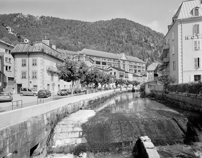 La Bienne et le quai Aimé Lamy, depuis la place Henri Lissac. © Yves Sancey / Région Bourgogne-Franche-Comté, Inventaire du patrimoine - 2003 La Bienne et le quai Aimé Lamy, depuis la place Henri Lissac. © Yves Sancey / Région Bourgogne-Franche-Comté, Inventaire du patrimoine - 2003