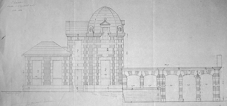Pavillon de l'équatorial coudé [élévation latérale ouest : variante], 1883-1884. © Yves Sancey / Région Bourgogne-Franche-Comté, Inventaire du patrimoine - 2004