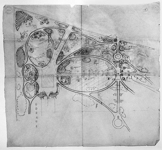 [Projet de transformation du terrain de l'observatoire en parc boisé : plan de la partie sud-ouest], 1903. © Yves Sancey / Région Bourgogne-Franche-Comté, Inventaire du patrimoine - 2005