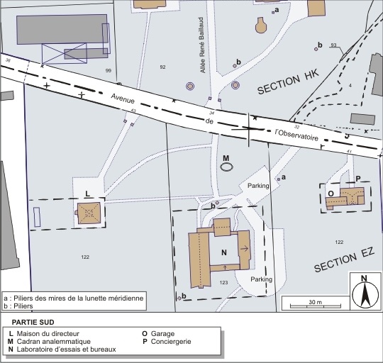 Plan-masse de la partie sud. Extrait du plan cadastral informatisé, 2004, sections HK et EZ, échelle 1:1000 réduite à 1:1200. © André Céréza / Région Bourgogne-Franche-Comté, Inventaire du patrimoine - 2005 Plan-masse de la partie sud. Extrait du plan cadastral informatisé, 2004, sections HK et EZ, échelle 1:1000 réduite à 1:1200. © André Céréza / Région Bourgogne-Franche-Comté, Inventaire du patrimoine - 2005