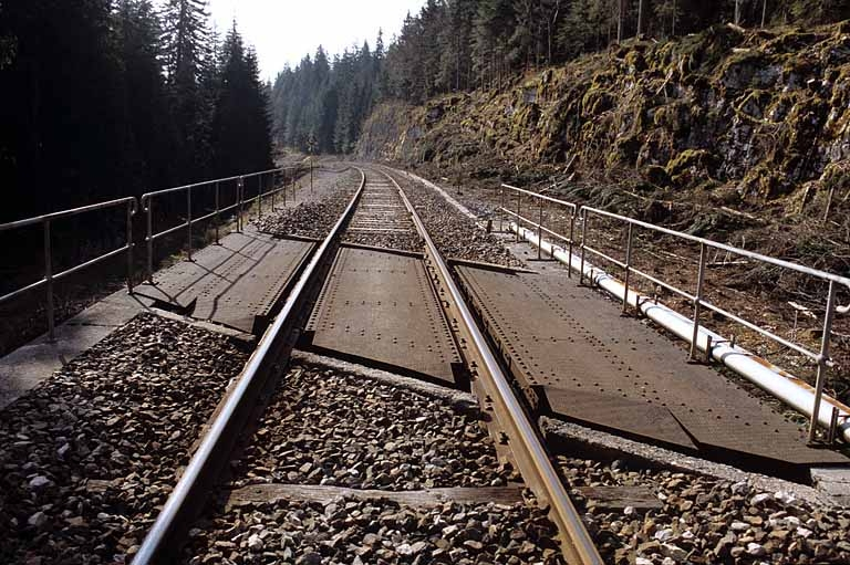 Tablier métallique, depuis la voie côté Andelot-en-Montagne. © Yves Sancey / Région Bourgogne-Franche-Comté, Inventaire du patrimoine - 2005 Tablier métallique, depuis la voie côté Andelot-en-Montagne. © Yves Sancey / Région Bourgogne-Franche-Comté, Inventaire du patrimoine - 2005