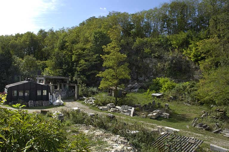 Vue d'ensemble de la carrière et de l'atelier du tailleur de pierre, depuis le nord-est. © Jérôme Mongreville / Région Bourgogne-Franche-Comté, Inventaire du patrimoine - 2005