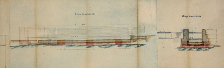 Abaissement du radier de l'écluse n° 49 de la Malate. Plan et coupes, 1882. © Yves Sancey, Paul Schoendoerffer / Région Bourgogne-Franche-Comté, Inventaire du patrimoine - 2006