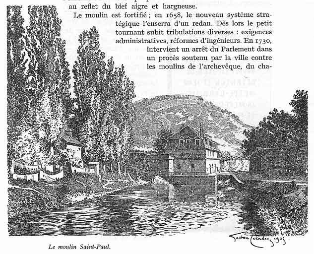 Le moulin Saint-Paul [depuis l'aval], 1905. © Yves Sancey / Région Bourgogne-Franche-Comté, Inventaire du patrimoine - 2006