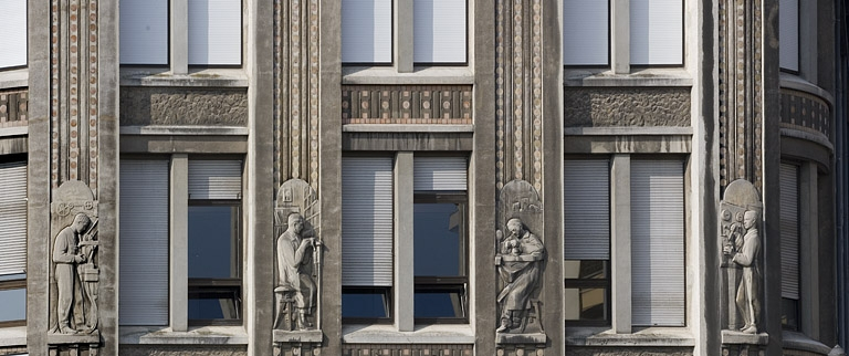 Vue d'ensemble des quatre bas-reliefs centraux. © Yves Sancey / Région Bourgogne-Franche-Comté, Inventaire du patrimoine - 2006