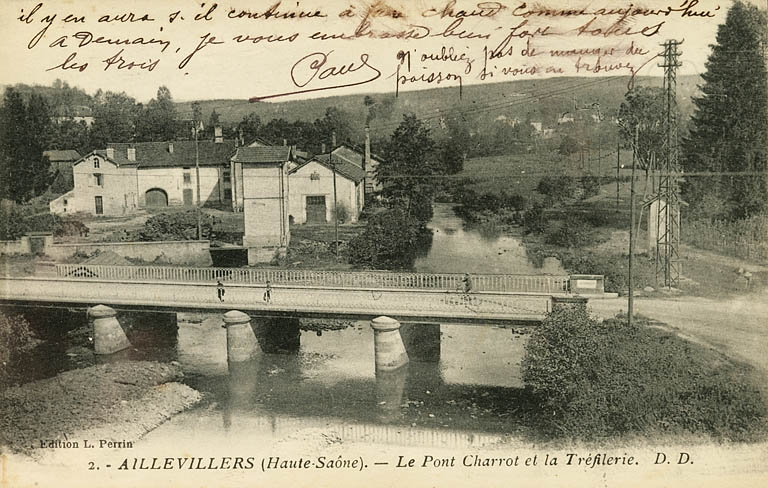Aillevillers (Haute-Saône). Le Pont Charrot et la Tréfilerie. © Jérôme  Mongreville (reproduction) / Région Bourgogne-Franche-Comté, Inventaire du patrimoine - 2006 Aillevillers (Haute-Saône). Le Pont Charrot et la Tréfilerie. © Jérôme  Mongreville (reproduction) / Région Bourgogne-Franche-Comté, Inventaire du patrimoine - 2006