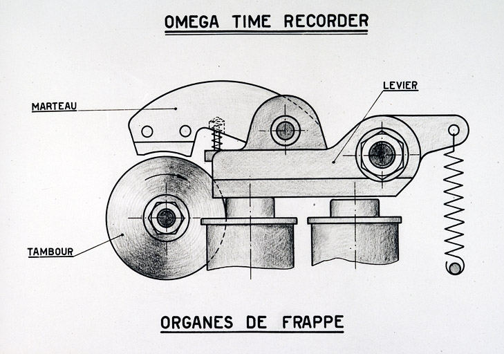 [Chronographe Oméga Time Recorder] Organes de frappe, 1954. © Yves Sancey / Région Bourgogne-Franche-Comté, Inventaire du patrimoine - 2007