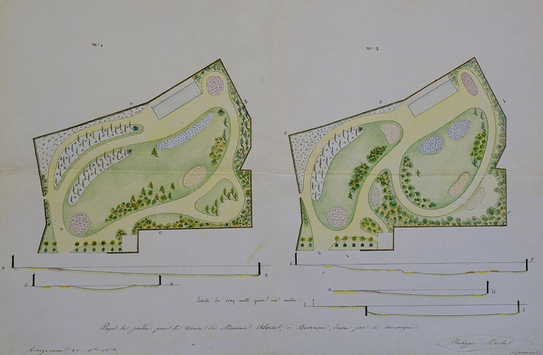 Projet d'aménagement du jardin en 1860. © Yves Sancey / Région Bourgogne-Franche-Comté, Inventaire du patrimoine - 2007