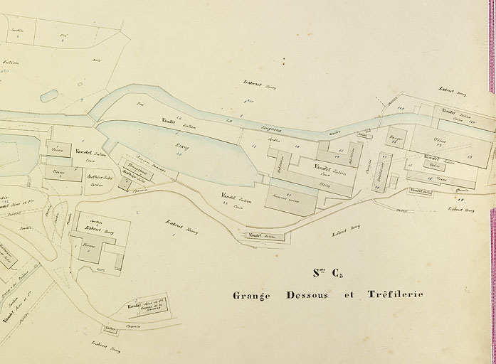 La Ferrière [2e feuille : plan-masse et de situation de l'usine], 1906-1907. © Jérôme Mongreville / Région Bourgogne-Franche-Comté, Inventaire du patrimoine - 2009