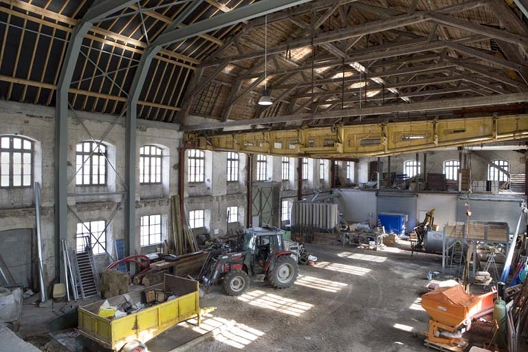 Atelier de préparation de la pâte. Vue intérieure depuis le premier étage. © Yves Sancey / Région Bourgogne-Franche-Comté, Inventaire du patrimoine - 2009