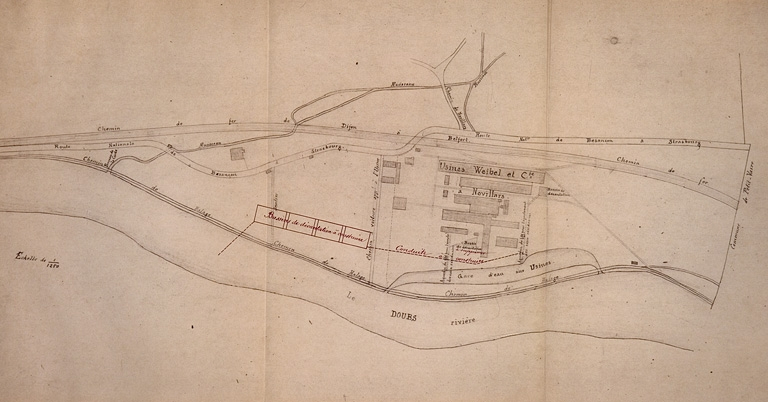 Plan de masse de la papeterie. © Yves Sancey / Région Bourgogne-Franche-Comté, Inventaire du patrimoine - 2009