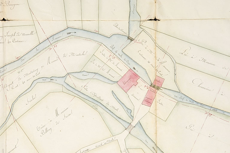 Plan du moulin de Vezet et de ses dépendances appartenant à M. De Raucourt [...]. © Jérôme Mongreville / Région Bourgogne-Franche-Comté, Inventaire du patrimoine - 2009