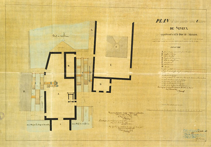 Plan d'une partie des usines de Seveux appartenant à Mr le duc De Marmier [...]. © Jérôme Mongreville / Région Bourgogne-Franche-Comté, Inventaire du patrimoine - 2009
