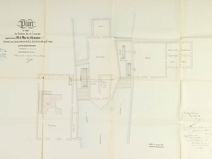 Plan de détail de l'usine de Seveux appartenant à Mr le duc De Marmier [...]. © Jérôme Mongreville / Région Bourgogne-Franche-Comté, Inventaire du patrimoine - 2009