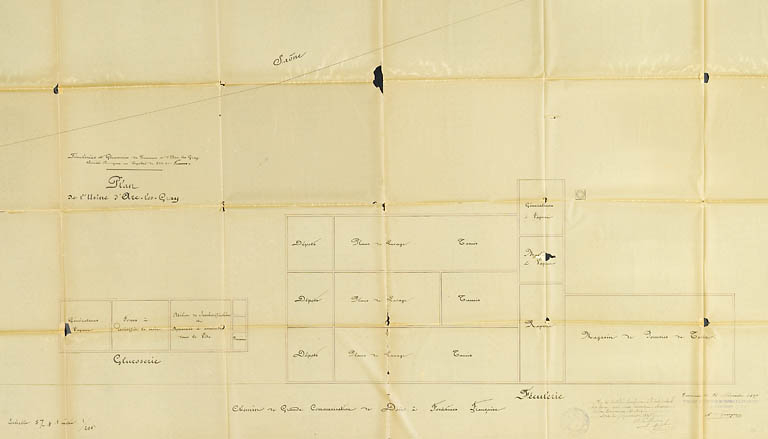 Féculeries et glucoseries de Tournus et d'Arc lès Gray. Plan de l'usine d'Arc lès Gray. © Jérôme Mongreville / Région Bourgogne-Franche-Comté, Inventaire du patrimoine - 2009