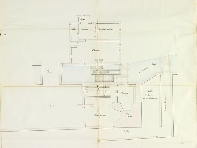 Plan géométrique du moulin de Saint-Loup-lès-Gray, des bâtiments qui en dépendent [...] appartenant à M. le Baron de Klinglin. © Jérôme Mongreville / Région Bourgogne-Franche-Comté, Inventaire du patrimoine - 2009