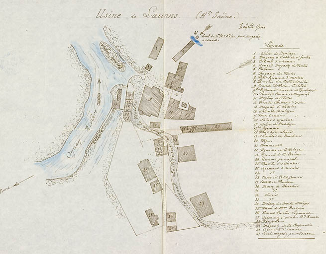 Usine de Larians (Hte-Saône) [plan-masse]. © Jérôme Mongreville / Région Bourgogne-Franche-Comté, Inventaire du patrimoine - 2009